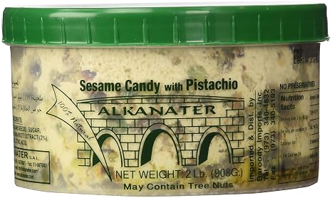Alkanater Halawa, Sesame Candy (Pistachio, 2 Lb) (883276259538)