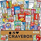 CRAVEBOX Snack Box Variety Pack Care Package (50 Count) Treats Gift Basket Boxes Pack Adults Kids Grandkids Guys Girls Women 