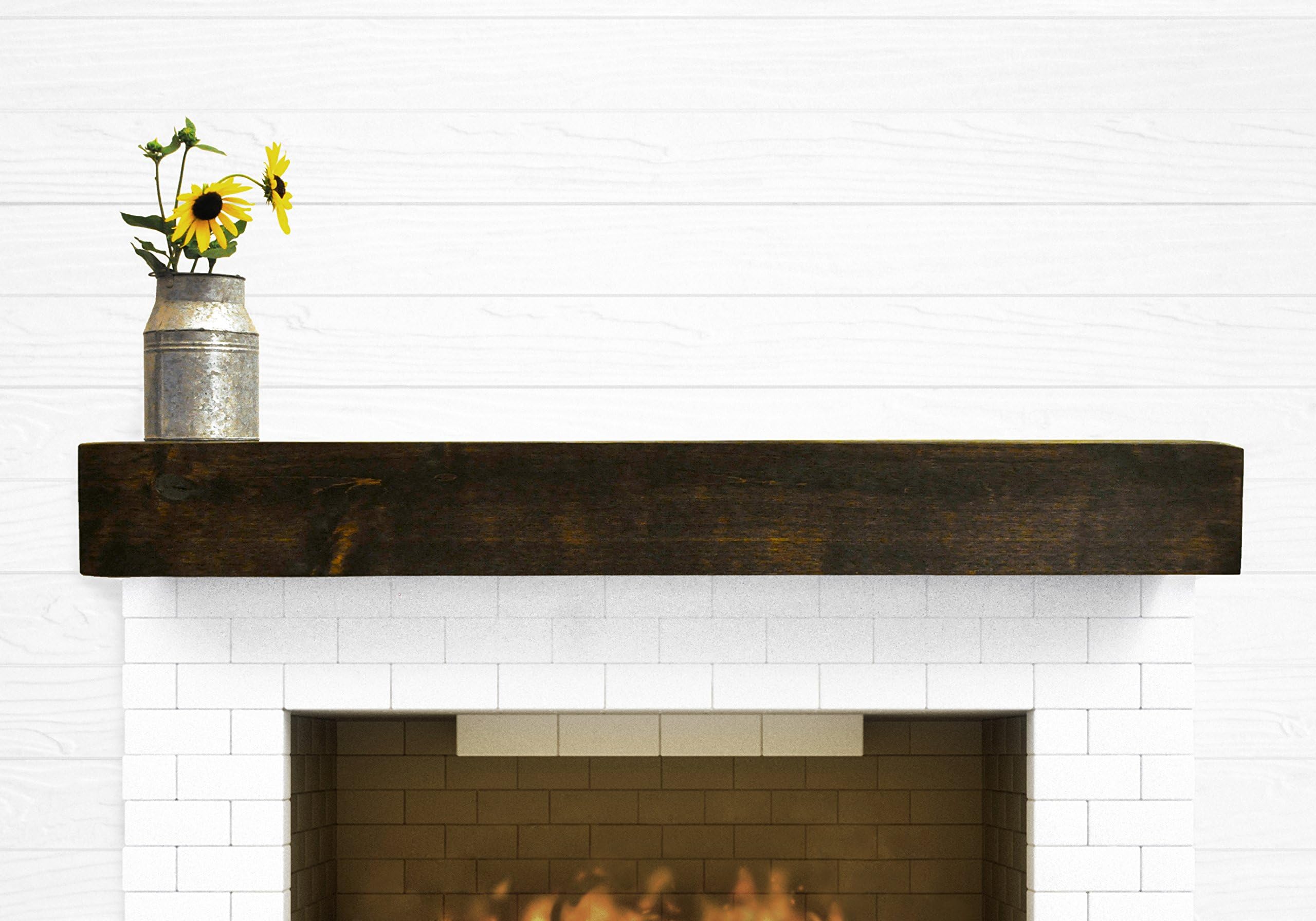 Dogberry Collections Modern Farmhouse Mantel Shelf, 60", Dark Chocolate