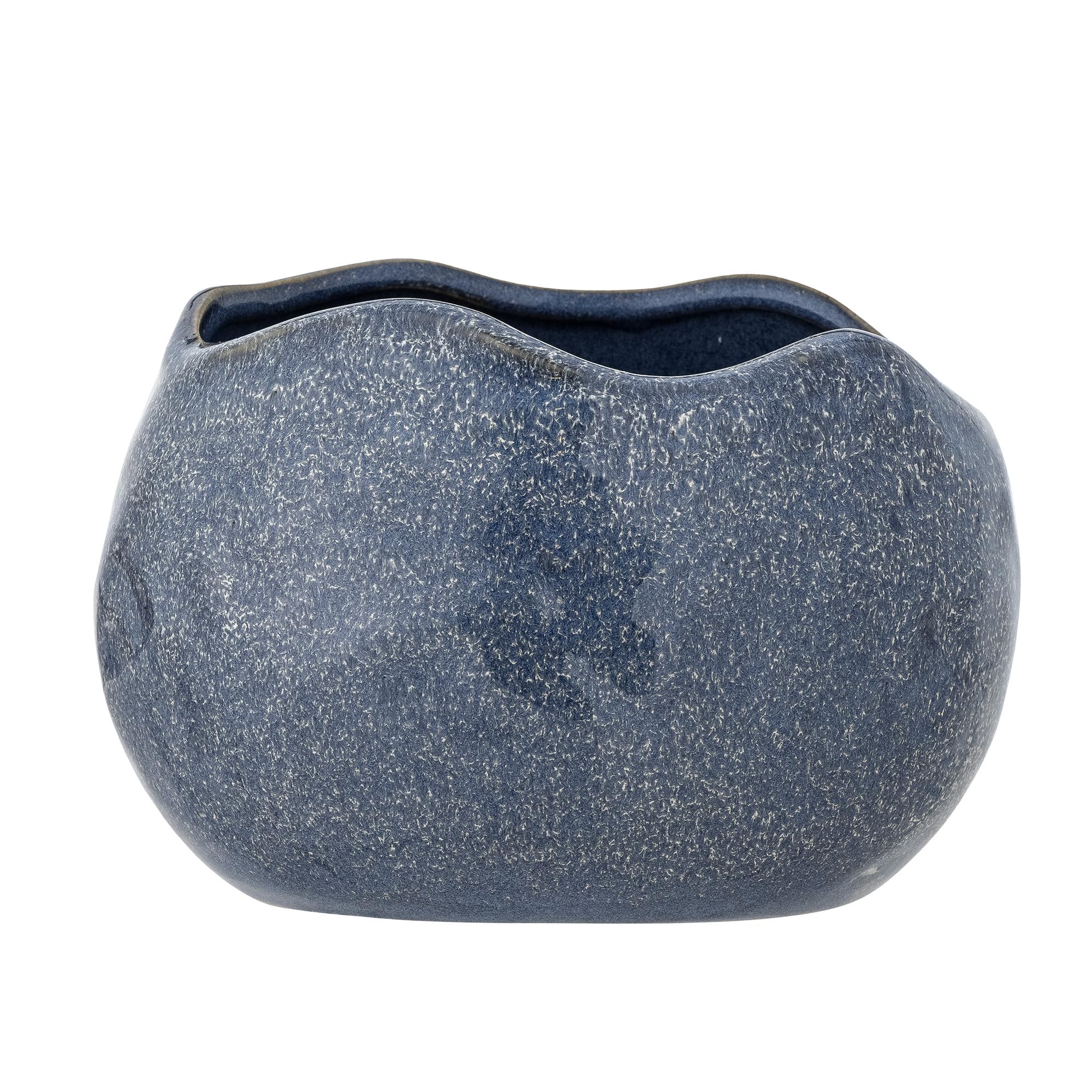 Bloomingville Pennie Collection Stoneware Flowerpot in Unique Organic Shape, Lustrous Blue Glaze, Durable and Adorned, Elegant Plant Pot for Home Dcor, Indoor and outdoor use, L16.5xH11xW13 cm