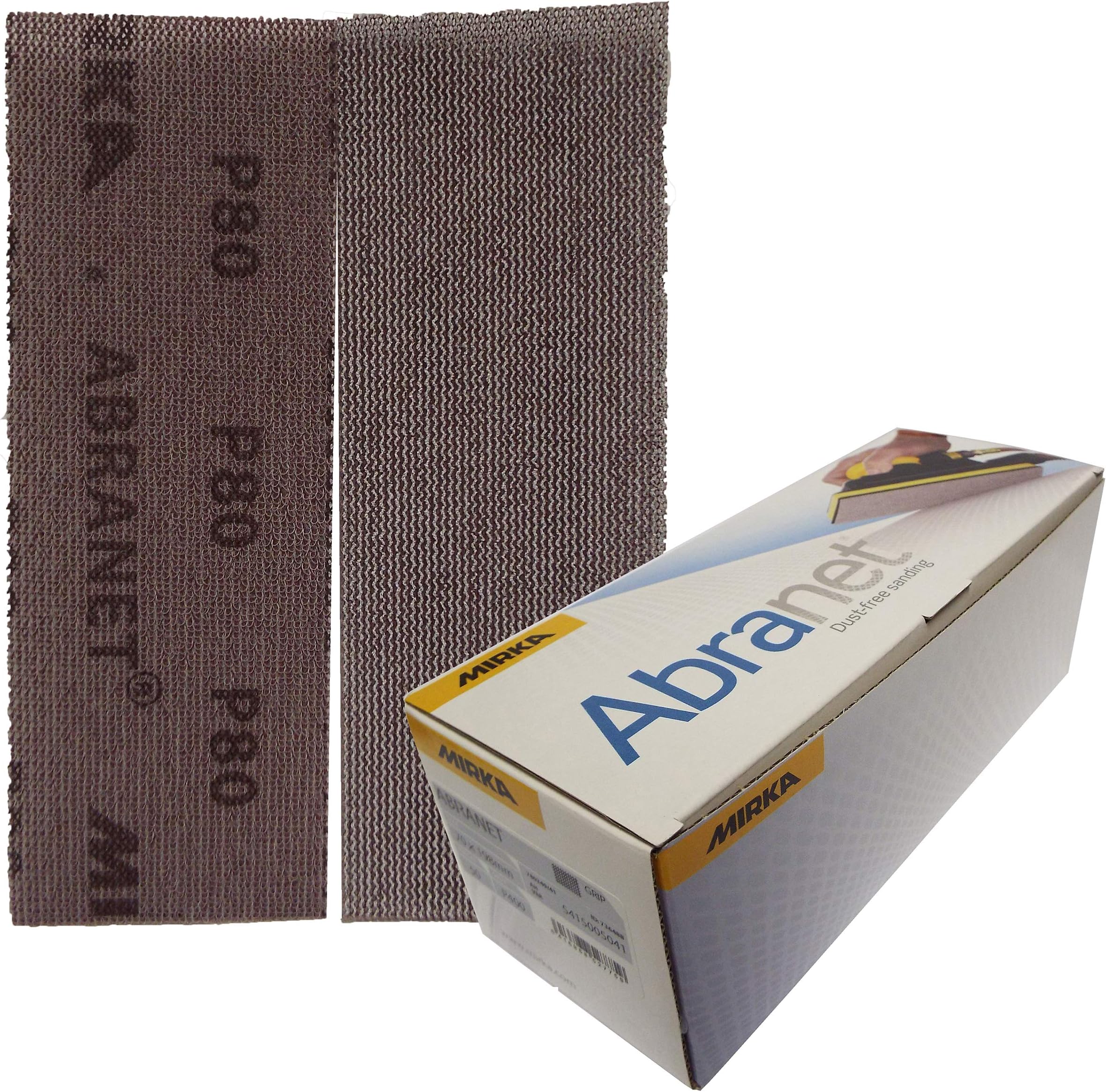 Mirka 5415005080 P80 Grit Abranet Abrasive Hook'N'Loop HookIt Hook-it Sanding Strips Pack of 50 70mm x 198mm P400 Grit 70x198mm dust Free Very Uniform Scratch Pattern Leaving an Ultra Smooth Finish