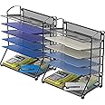 Simple Houseware 6 Tier Desktop Document Letter Tray Organizer, Black - 2 Pack