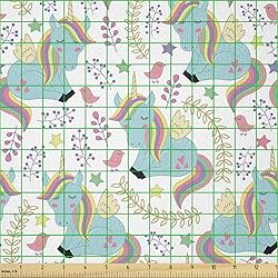 Ambesonne Unicorn Fabric by The Yard, Unicorns with