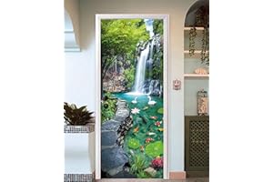 FLFK Door Mural - Door Sticker Peel and Stick, Removable Self-Adhesive Waterfall Door Wallpaper for Home Decor, 30.3 "W x 78.