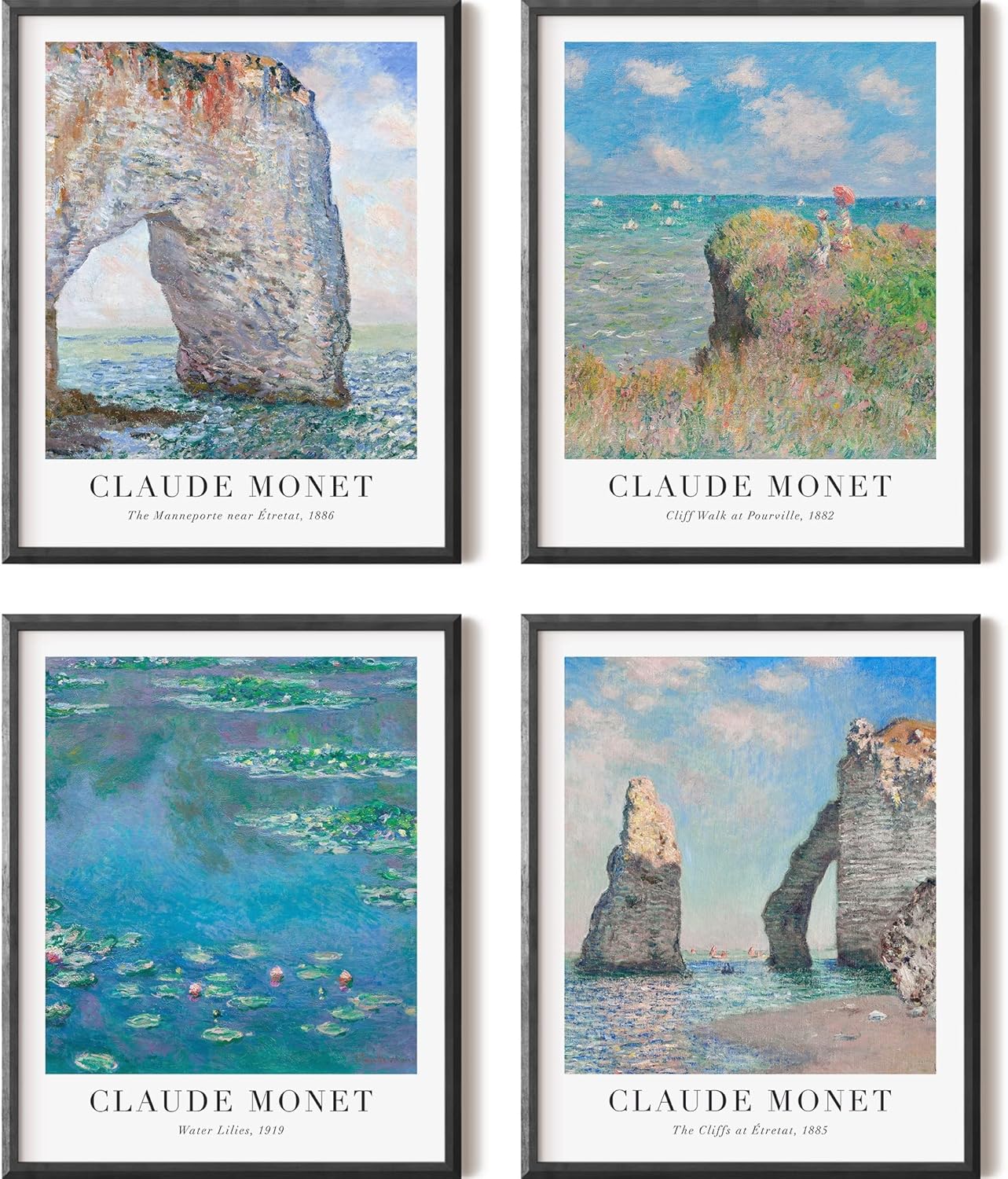 Wall Décor - Claude Monet Wall Art Prints, Famous Artist Paintings, Aesthetic Vintage Decor, Blue, Unframed, 8x10 Inch