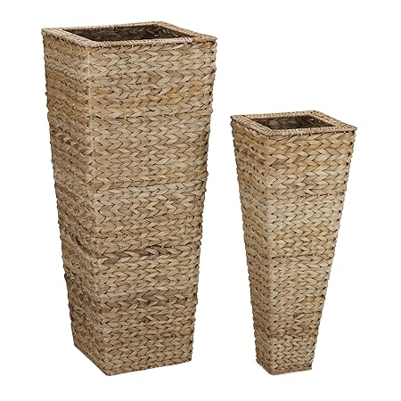 Household Essentials Decorative Wicker Tapered Floor Vase Set Of