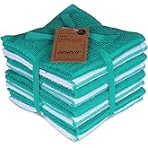 AMOUR INFINI Dish Cloths for Washing Dishes Set of 8 - Highly Absorbent, Super Soft Kitchen Dishcloths - Reusable Quick Dry Dish Rags for Cleaning & Drying Kitchen Linens (12x12 Inch - Teal)