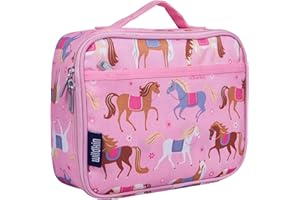 Wildkin Kids Insulated Lunch Box – Durable and Reusable for School & Travel - Horses in Pink