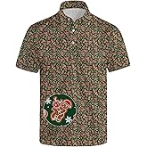 HUURAY Funny Golf Polos for Men Funny Print Short Sleeve Shirts Quick Dry Polo Shirts Hawaiian Shirt Performance Golf Outfits