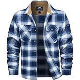 MAGCOMSEN Men's Flannel Shirts Long Sleeve Plaid Shirt Button Up Casual Shirts Lightweight Shirt Jacket with 2 Pockets