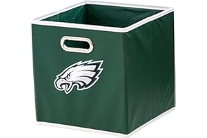 Franklin Sports Philadelphia Eagles NFL Storage Bin - Collapsible Cube Container + Basket - NFL Office, Bedroom + Living Room Décor - Folding Storage Bin for Football Fans - 11"x11"