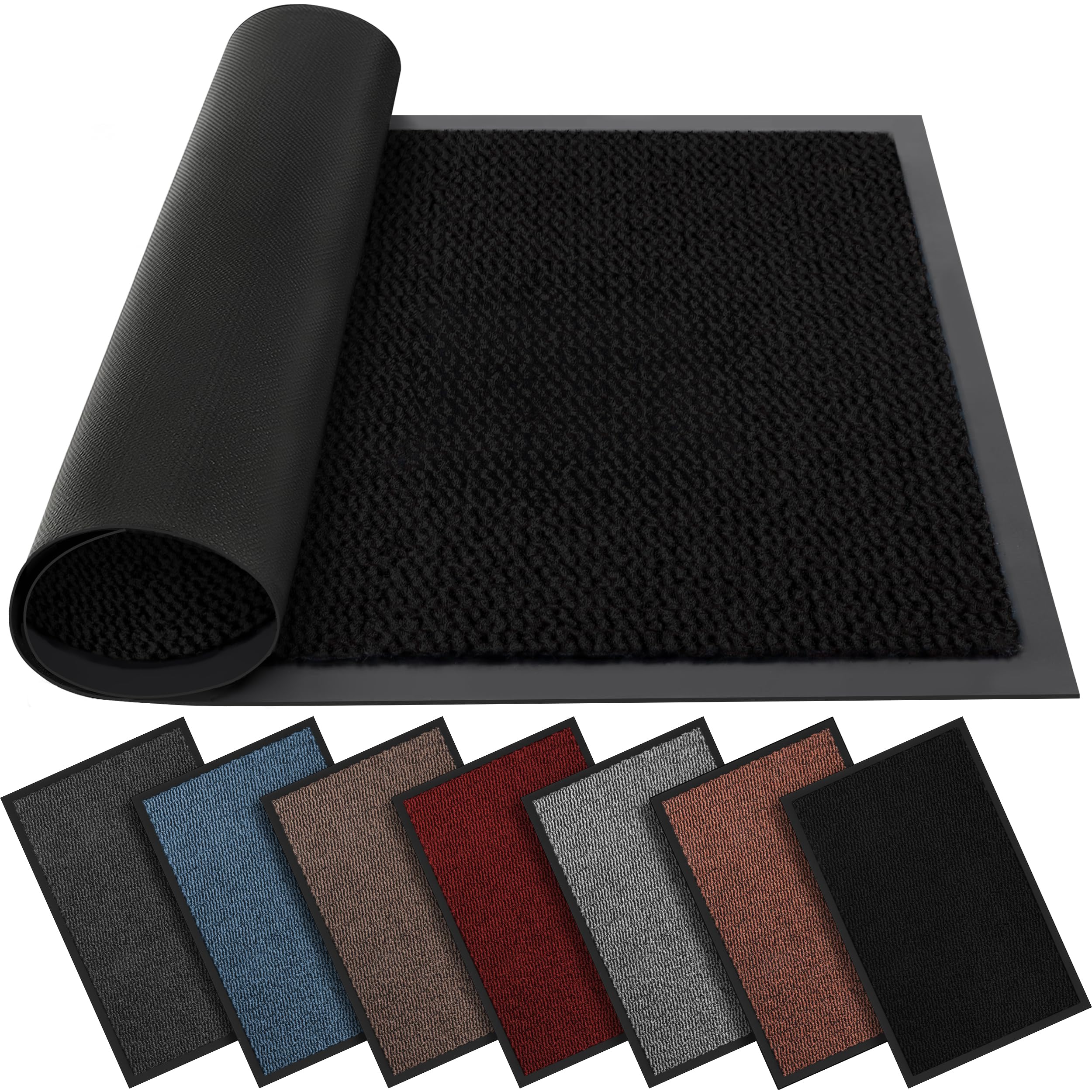 BLADO Washable Door Mats - Non-Slippery Heavy Duty Doormats - Stylish & Large Rubber Door Mat - Perfect Dust Grabbing Outdoor & Indoor (Black, 60cm x 80cm) — image 1