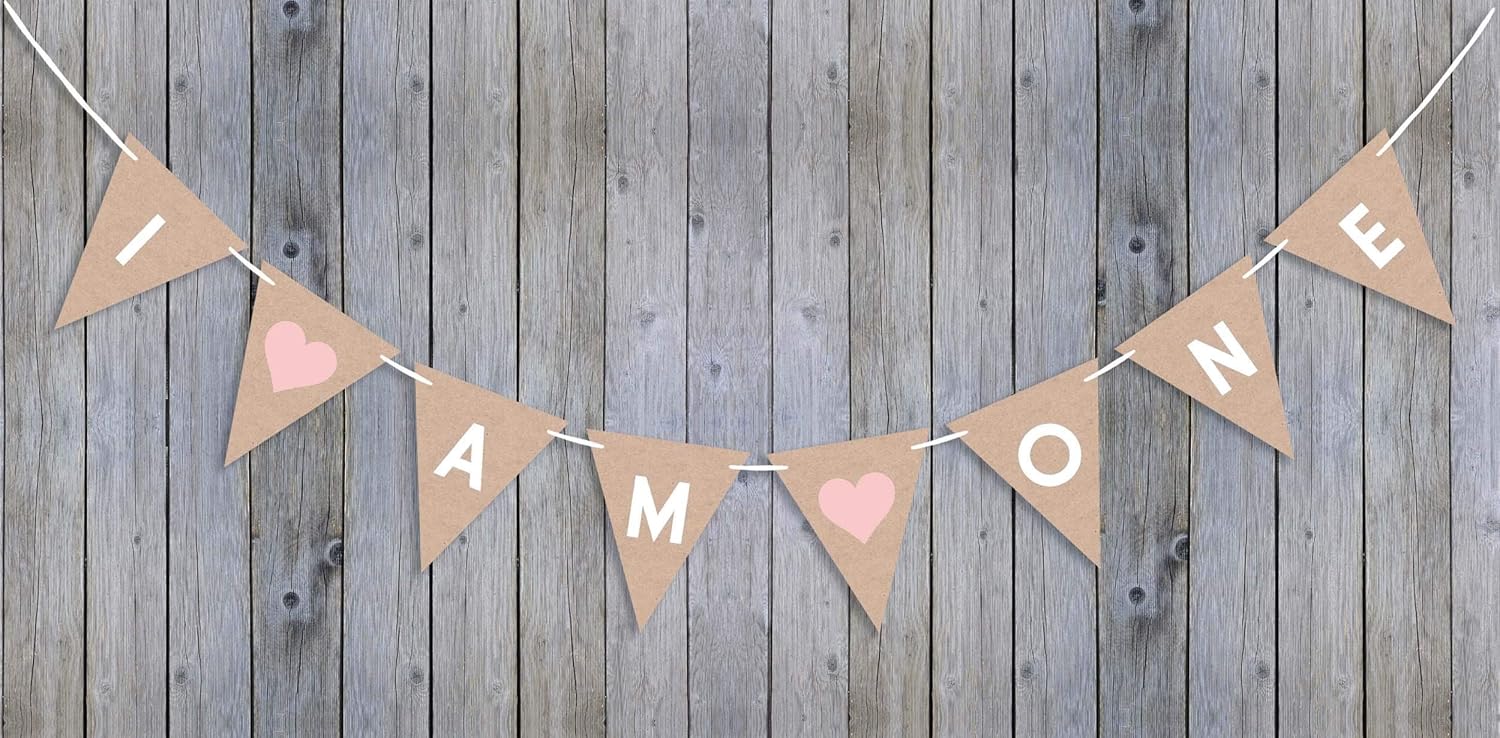 Inkdotpot Pre Strung Bunting Flags I Am One Birthday Party Decorations Wall Decor Birthday Rustic Kraft Pennant Banner Sign Photo Prop - Image 5