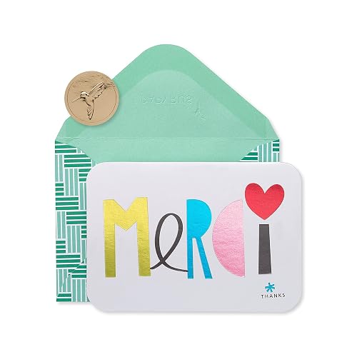 Papyrus Thank You Cards with Envelopes, Merci, teal, gold, blue, pink, red , Multicolor