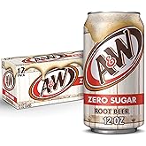 A&amp;W Zero Sugar Root Beer Soda, 12 fl oz cans, 12 pack