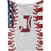 InnoBeta Baseball Gifts Blanket for Boys, Girls, Men, Coach - Initial Birthday for him, 50"x 65" - J