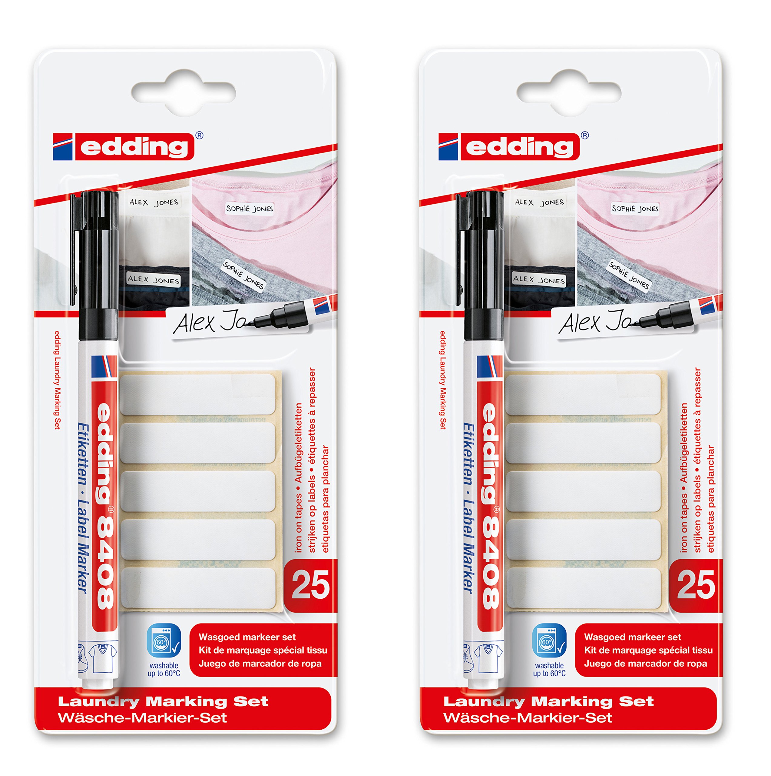 edding Label Marker - For Permanently Labelling Textiles/Shoes (Twin Pack Laundry Marker Set)