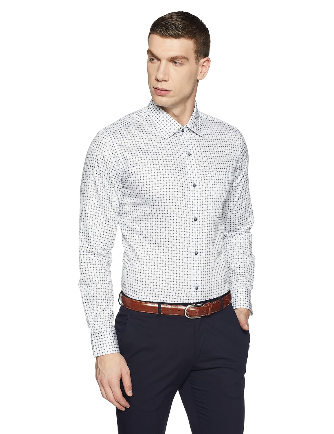 raymond men's printed regular fit formal shirt