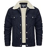 KEFITEVD Men's Corduroy Jacket Sherpa Lined Fleece Trucker Jackets Winter Coat Warm Thick Jacket for Casual Work Cargo