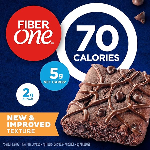 FIBER ONE 70 CALORIE BROWNIES, CHOCOLATE FUDGE, SNACK BARS, 12 COUNT (PACK OF 4)