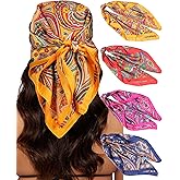 CHLINS 4 PCS 27.5 Inches Satin Head Scarf Silk Scarf for Women Lightweight Hair Bandanas Head Scarves Neck Scarf Hair Wrap