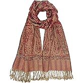 Nonakgado Reversible Paisley Pashmina Rave Scarf Shawl-Soft Silky Pashmina Wraps for Women Evening Dresses