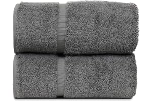 BC BARE COTTON Luxury Hotel & Spa Collection Highly Absorbent, Quick Dry 100% Turkish Cotton 700 GSM, Eco Friendly Towel, for Bathroom Dobby Border Soft Bath Towel Set 27 X 54 (Gray, Bath Towels - Set of 2)