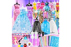 MGPARTY 800+PCS Fashion Designer Kits for Girls, Doll Clothes Making Kit with 4 Mannequins, Creativity DIY Arts & Crafts Toys for Kids, Sewing Kit for Girls Aged 6-12+ Birthday Gifts