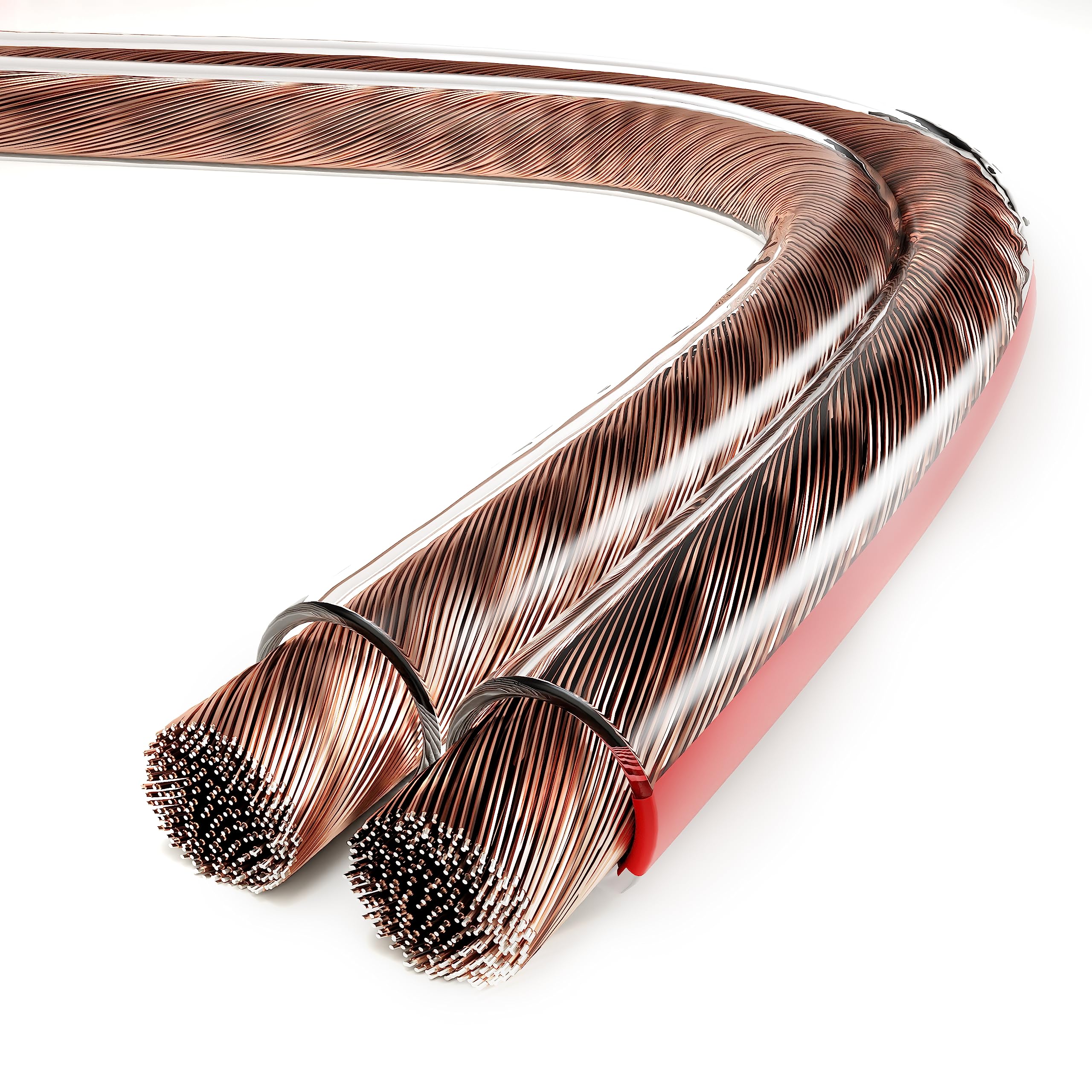 conecto Speaker Cable CCA 2 x 1.50 mm², 25.0 m, Audio Cable with Polarity Marking for HiFi Speakers Boxes Subwoofer, Transparent