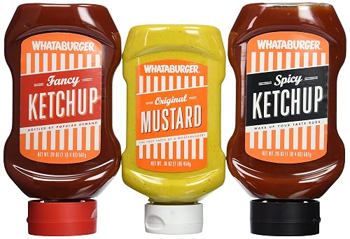 Whataburger Condiments (Pack of 3) (Trio Sampler Pack 1-Mustard 16oz, 1 ...