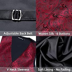 Barry.Wang Mens Suit Vest Paisley Silk Jacquard