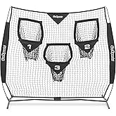 GoSports Football Throwing Net - 8 x 8 ft or 6 x 6 ft Nets - Choose Black or Red