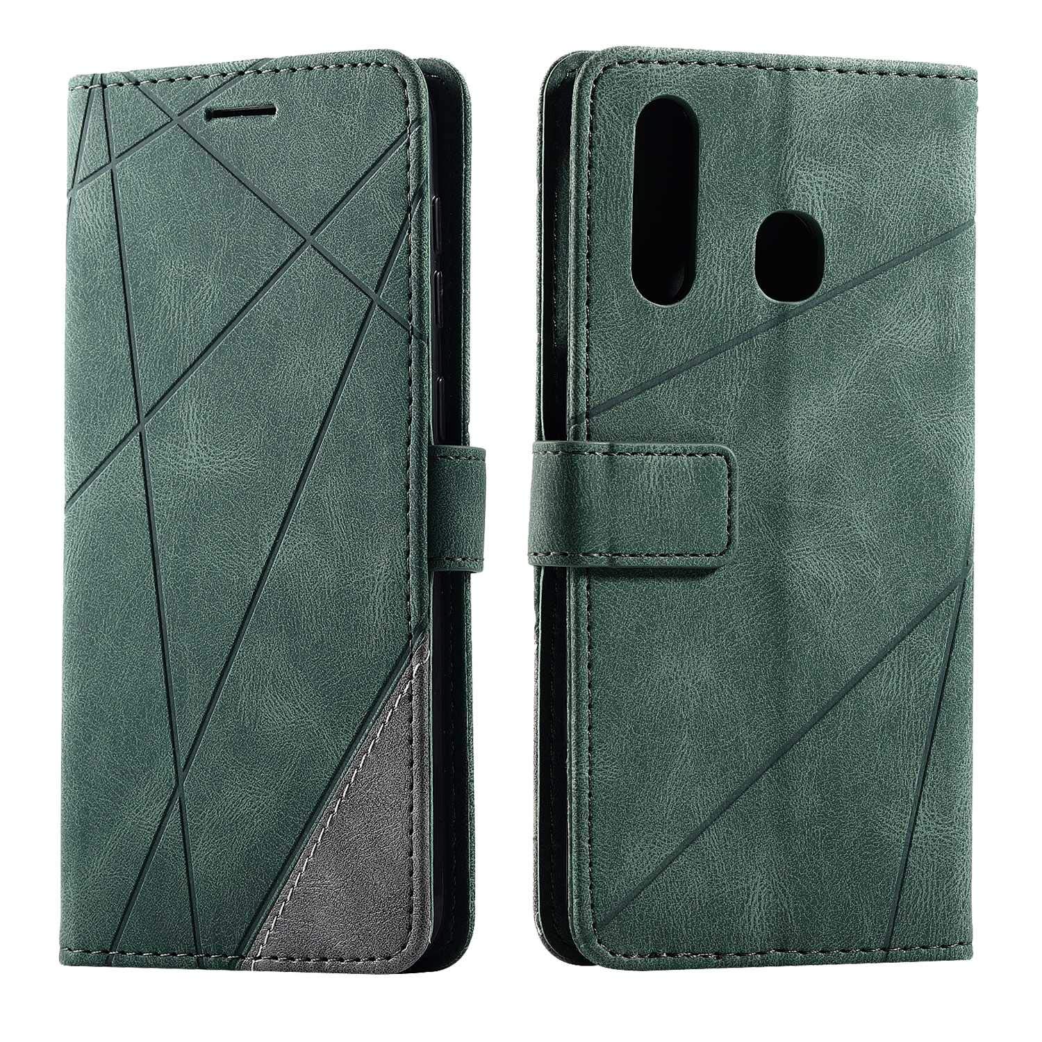 SONWO Case for Galaxy A20 / Galaxy A30 Case, Premium Leather Flip Wallet Case Magnetic Closure Card Slots Kickstand Phone Case for Samsung Galaxy A20 / Galaxy A30, Green