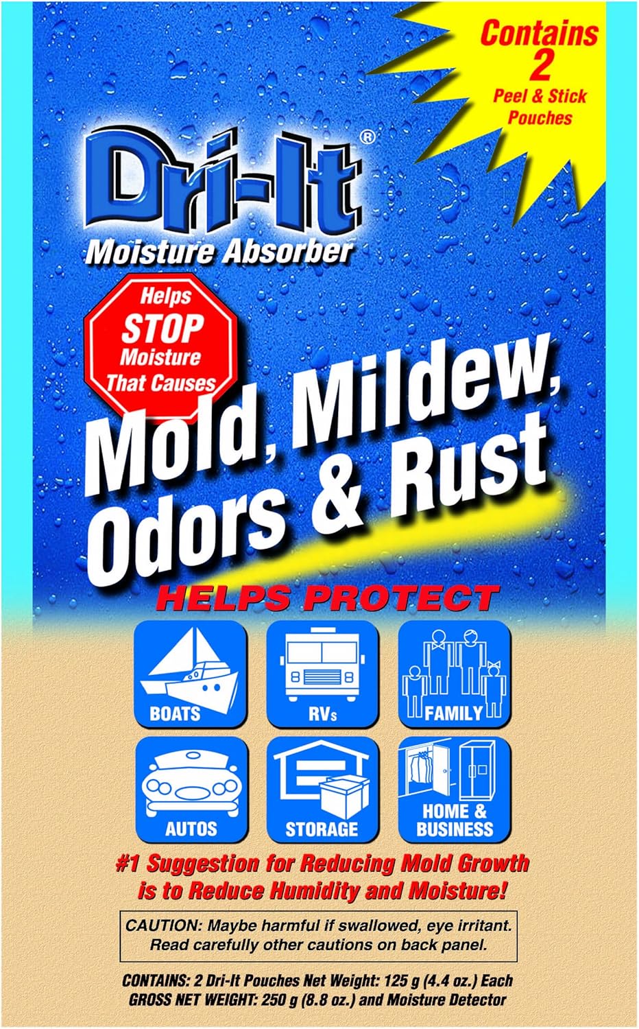 Dri-It MA-2-125-A Moisture Absorber with Disposable Peel and Stick Backing in a Twin-Pack