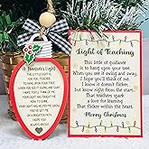 A Teacher's Light Christmas Ornament, Thank You Appreciation Teacher Wooden Ornaments for Xmas Tree, Best Teacher Retirement Gifts Ideas Back to School Graduation Gifts for Teachers, Light of Teaching