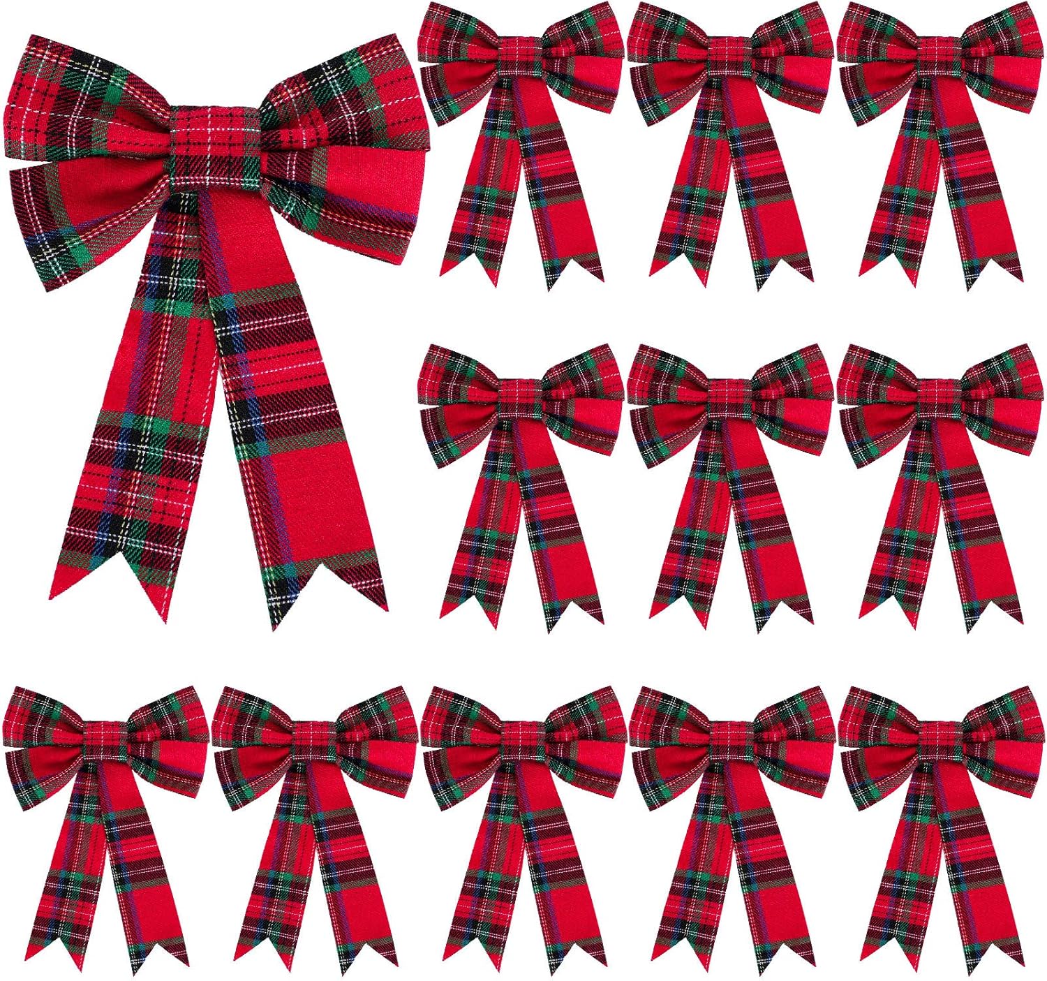 Bows & Ribbons - WILLBOND 12 Pieces Christmas Plaid Bow Red and Green Plaid Bow Christmas Tree Ornament Bows for Christmas Tree Home Decor, 5 x 7 Inch