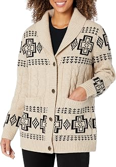 Shawl Collar Cable Cardigan, Ivory 
