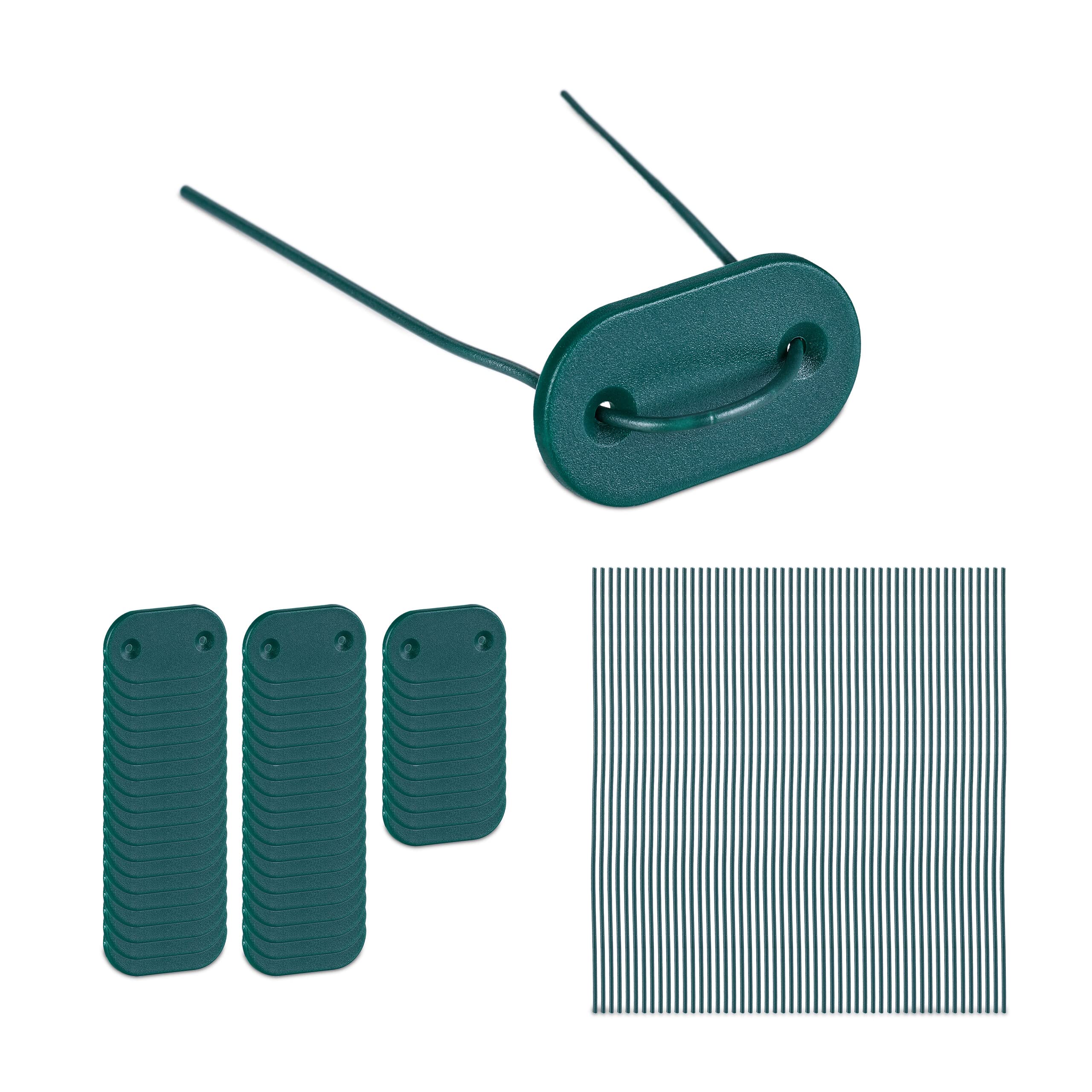 Relaxdays Privacy Screen, 52 Mounting Wires & Plates Each, for Balcony, Fixing Kit for Visibility Shield Mats, Green
