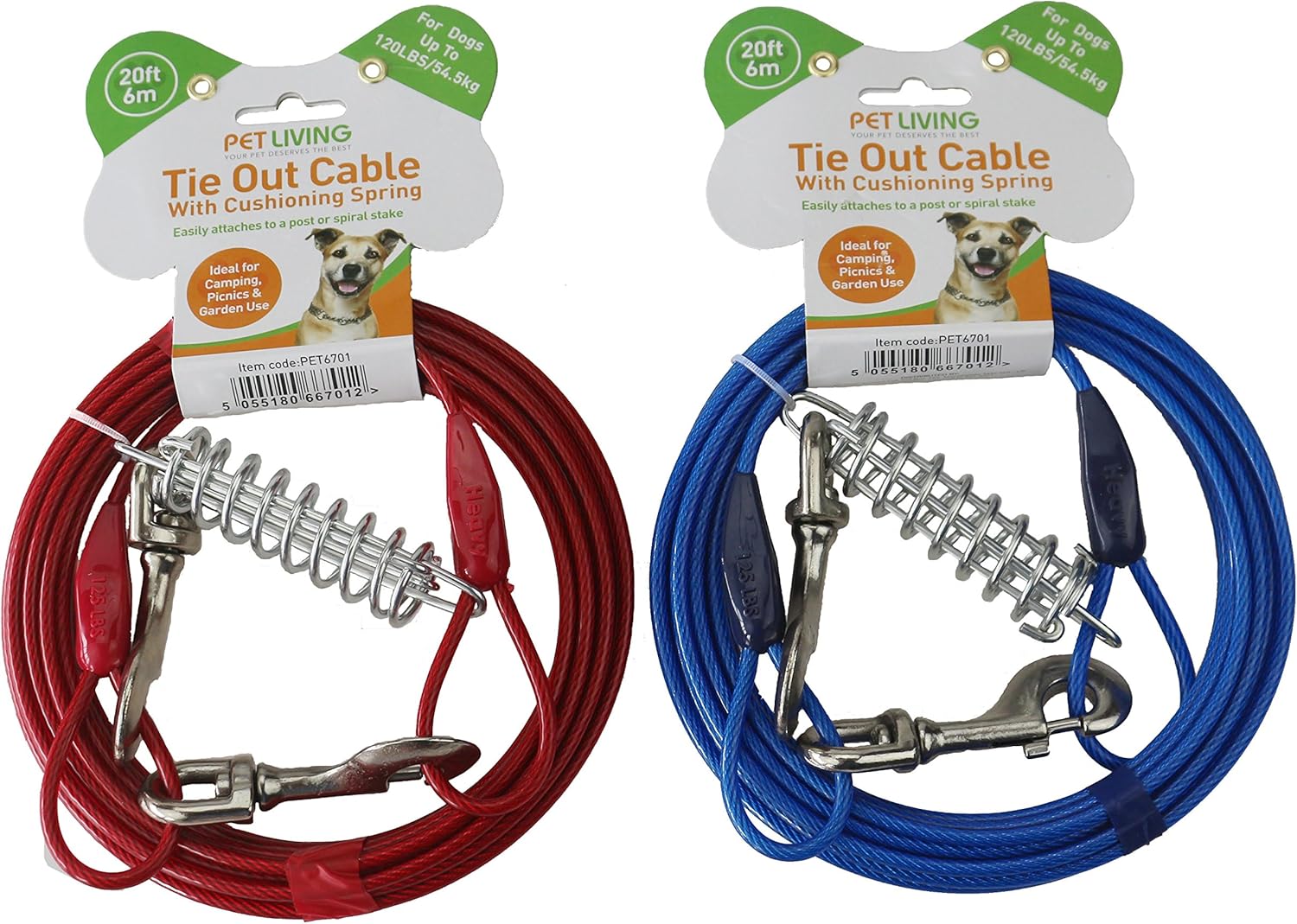 Heavy Duty Chew Proof Dog Puppy Tie Out Cable With Cushioning Springs