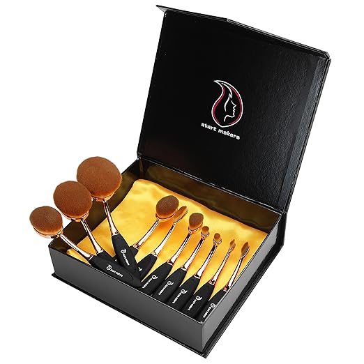 Make Up Pinsel Start Makers 10-tlgs Schminkpinsel Makeup Bürste Kosmetik in Ovalem Zahnbürstendesign Puderpinsel Foundation B