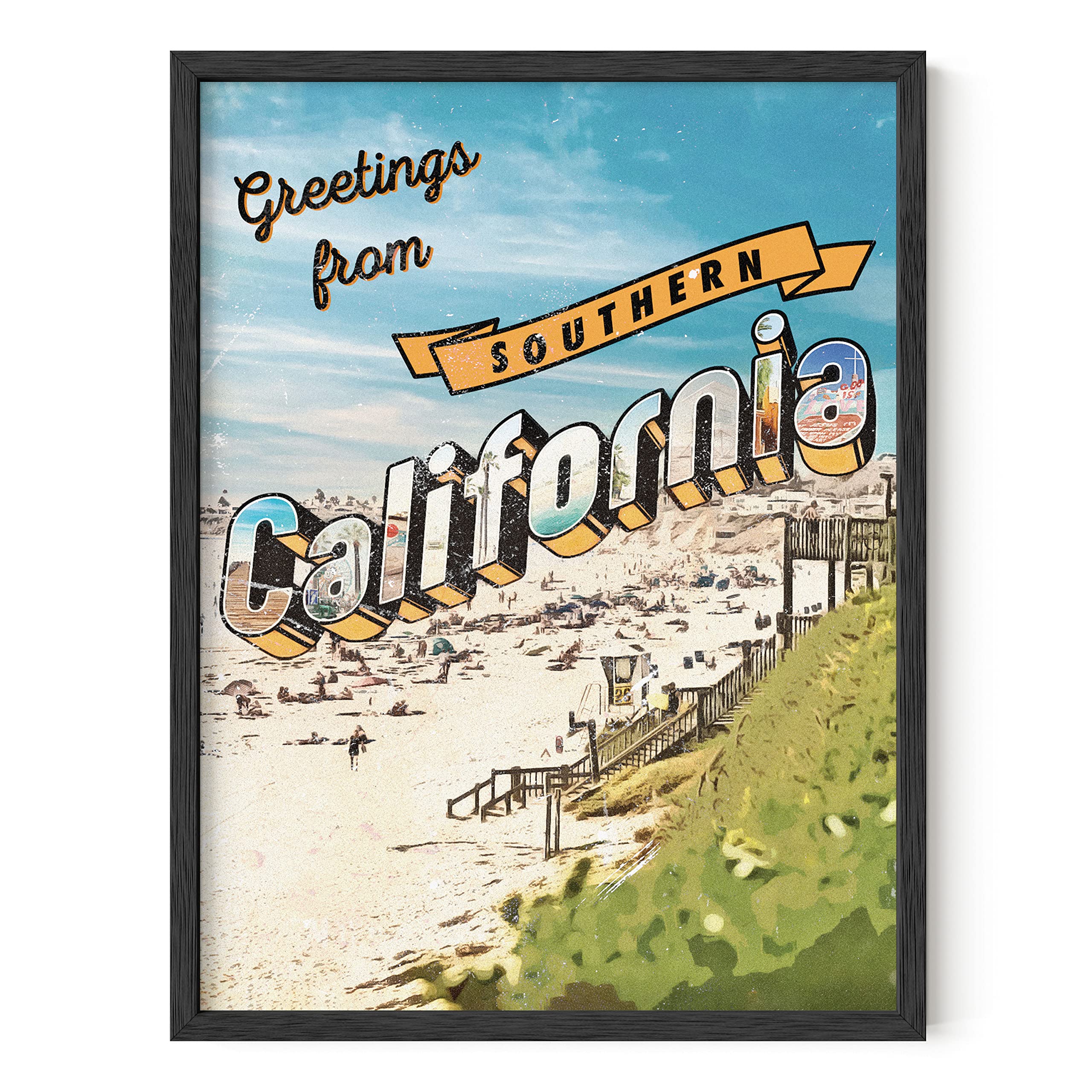 HAUS AND HUES Vintage Posters California Travel Wall Art - California Pictures Wall Art | Vintage Sign Los Angeles Print Unframed 12x16
