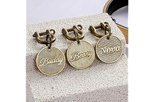 Personalized Dog Name Tag, Brass Dog Cat ID Tag, Deep Engraved Name Collar Tag, Custom New Puppy Gift, Gifts for Pet Lovers