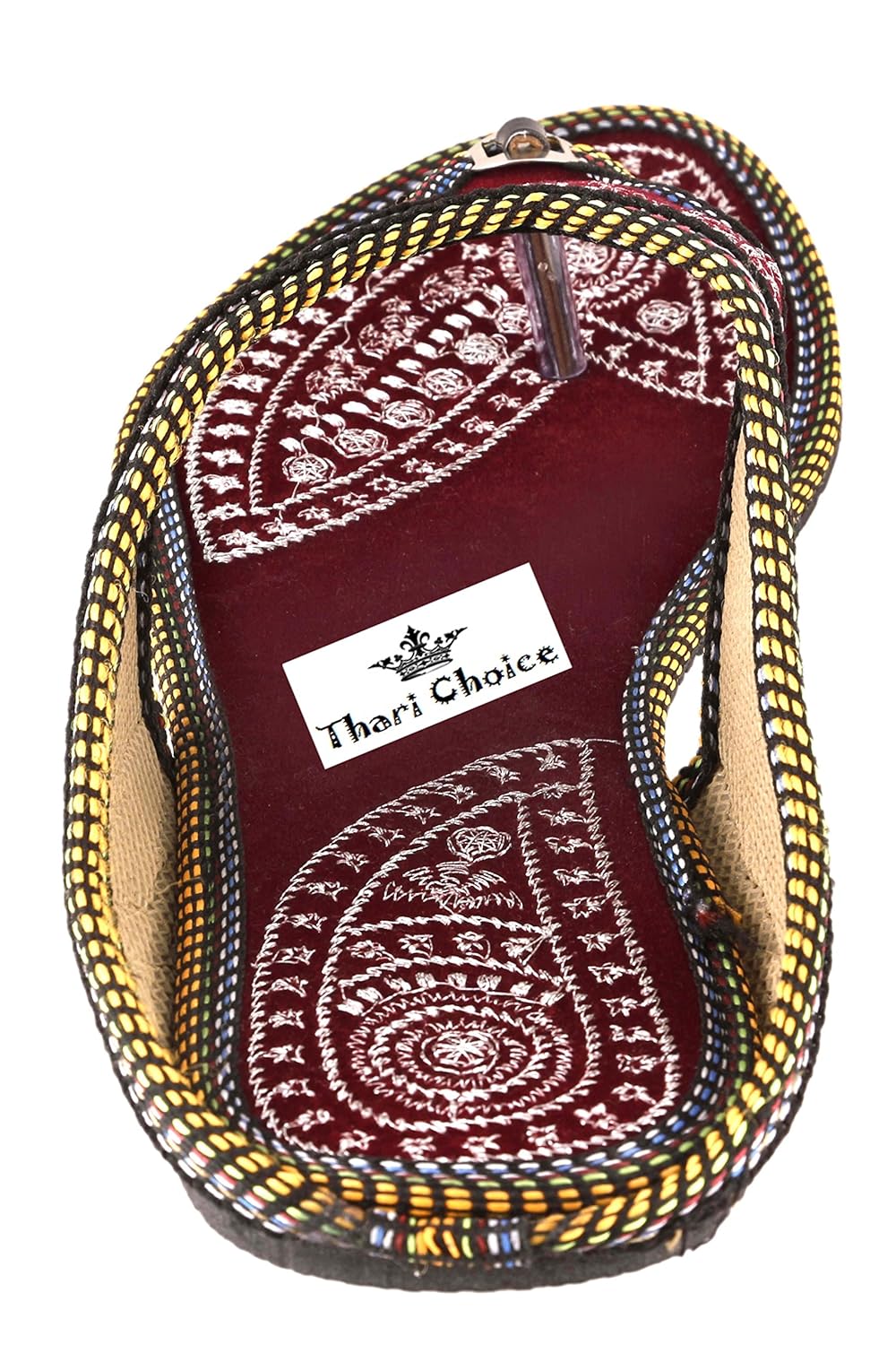 thari choice women's velvet ethnic flat chappal and slipper
