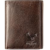 Freedom Leather RFID Trifold Wallet for Men with Smart Pocket for Air Tag or Other Tracking Devices and 2 ID Windows In Durable Top Grain Leather Ideal for Travel