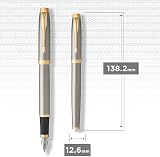 Parker IM Fountain Pen Brushed Metal Fine Nib with Blue Ink Refill Gift Box view 3