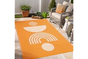 Wonnitar Waterproof Outdoor Rug 4x6, Reversible Plastic Straw Rugs for Patio Clearance, Portable Camping Mat for RV Camper Indoor Outdoor Rugs for Backyard Deck Balcony Porch, Orange
