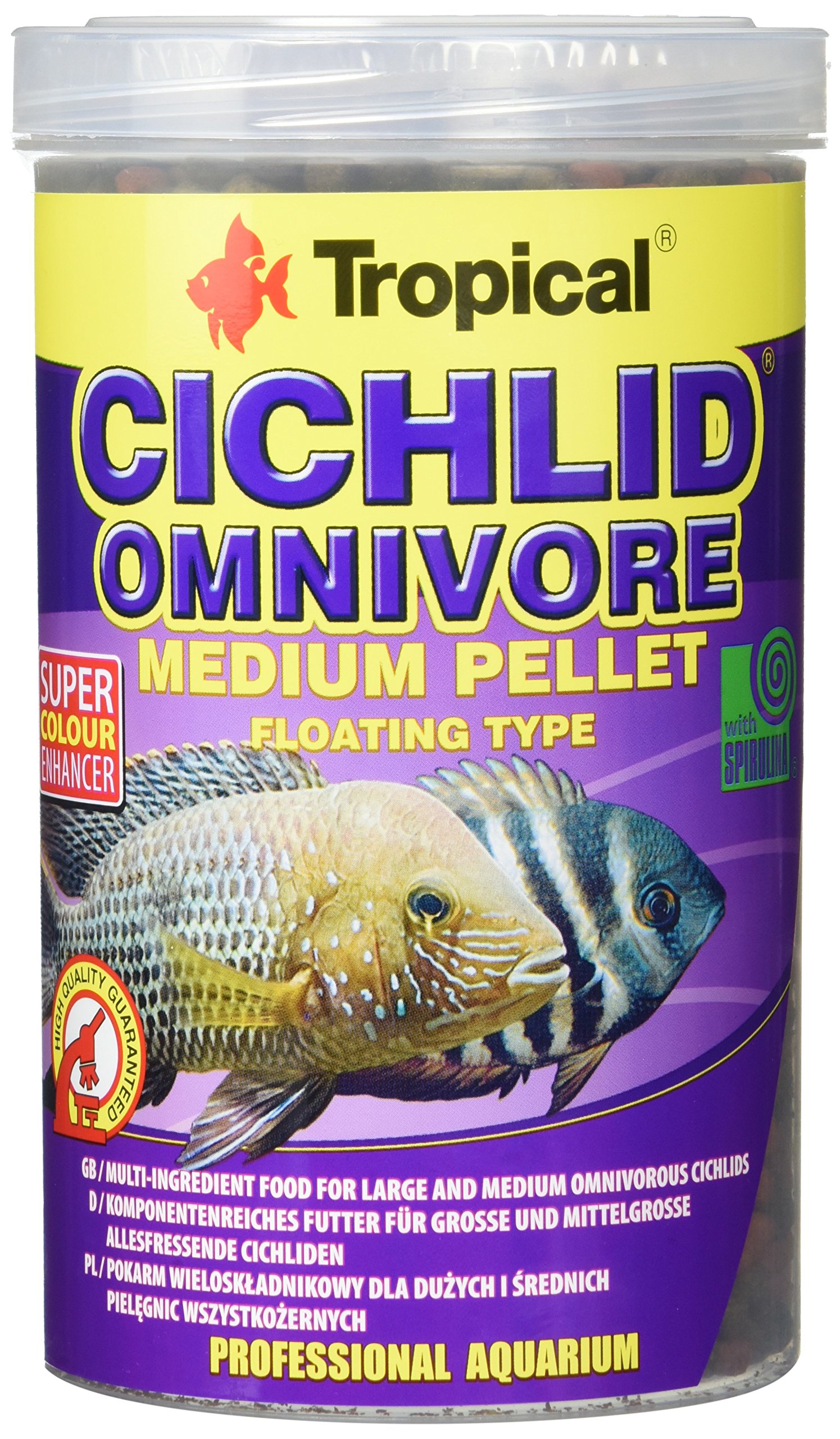 Tropical CICHLID OMNIVORE MEDIUM PELLET 1000ml / 360g - multi-ingredient floating granules for medium and large omnivorous cichlids