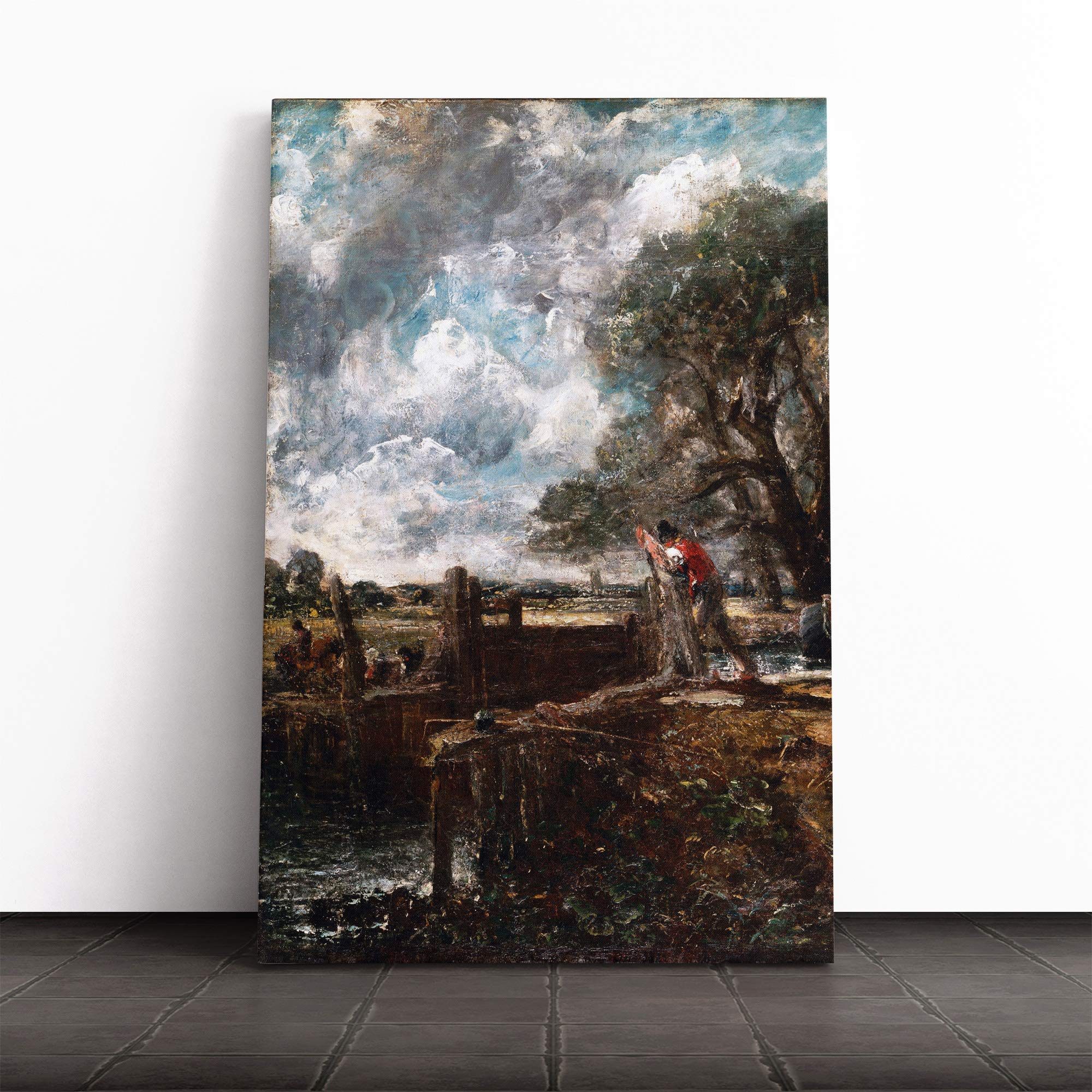 John Constable A Boat Passing a Lock Canvas Print | Gallery Wrapped 30mm Frame Wall Art | 20x14 inches | Ready to Hang | Modern Seascape Picture | Living Room Bedroom Lounge Office