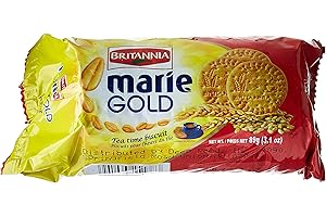 BRITANNIA Marie Gold Cookies 3.13oz (89g) - Biscuits Pour l'heure du thé - Crispy Tea Time Snack - Delicious Grocery Cookies (Pack of 6)