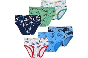 NAIVETE Baby Soft Cotton Underwear Little Boys Dinosaur Briefs Toddler Shark Undies Children Truck Panties(Pack of 6)